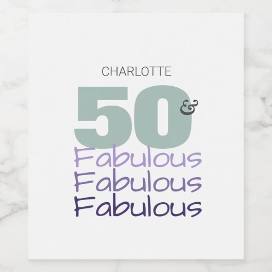 Vijftig en Fabulous Birthday Party Wijn Etiket (Enkel label)