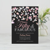 Vijftig en Fabulous Birthday, Roze Glitters 50th Kaart (Staand voorkant)