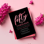 Vijftig en Fabulous Black en Roze glitter Birthday Kaart