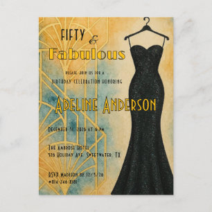 Vijftig en Fabulous Black Gold Art Deco 50ste Briefkaart