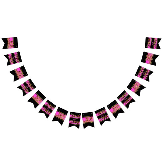 Vijftig en Fabulous Black Gold Pink 50e verjaardag Vlaggetjes (Alle)