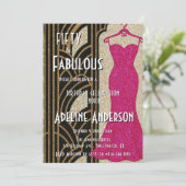 Vijftig en Fabulous Black Gold Pink Art Deco 50ste Kaart (Staand voorkant)