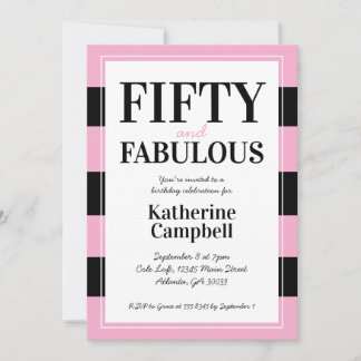 Vijftig en Fabulous Black Roze 50ste Verjaardagsfe Kaart