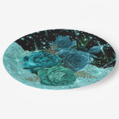 Vijftig en Fabulous | Blauwgroen 50e geboortedagon Papieren Bordje (Gekanteld)