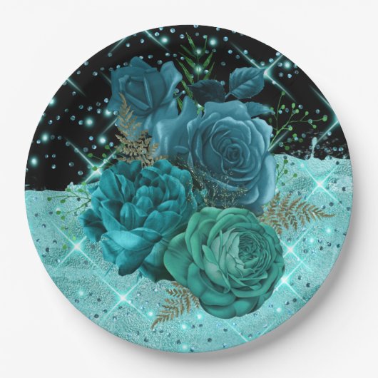 Vijftig en Fabulous | Blauwgroen 50e geboortedagon Papieren Bordje (Voorkant)