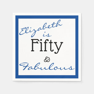 Vijftig en Fabulous Blue Birthday   Personaliseren Servet