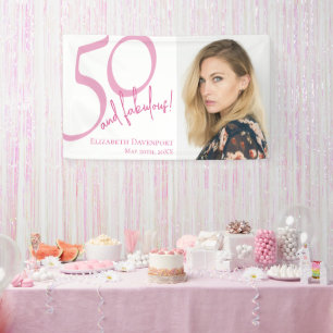 Vijftig en Fabulous Bold Foto 50ste Verjaardagsfee Spandoek