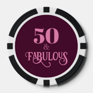 Vijftig en Fabulous Bourgondië Verjaardagsfeest Poker Chips