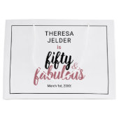 Vijftig en Fabulous Chic Pink Blush Verjaardag Groot Cadeauzakje (Voorkant)