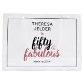 Vijftig en Fabulous Chic Pink Blush Verjaardag Groot Cadeauzakje (Achterkant)