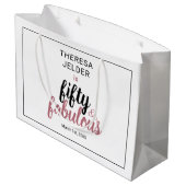 Vijftig en Fabulous Chic Pink Blush Verjaardag Groot Cadeauzakje (Achterkant Gekanteld)