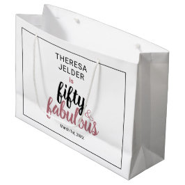 Vijftig en Fabulous Chic Pink Blush Verjaardag Groot Cadeauzakje