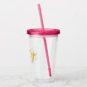 Vijftig en Fabulous Chic Pink Gold Acryl Drinkbeker (Links)