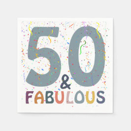Vijftig en Fabulous Confetti Blue Modern Birthday Servet