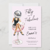 Vijftig en Fabulous Disco Verjaardag Custom Invite Kaart (Voorkant)