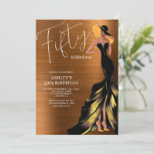 Vijftig en Fabulous Elegant 50th Birthday Kaart (Staand voorkant)