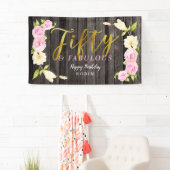 Vijftig en Fabulous Elegant Floral Birthday Spandoek (Insitu)