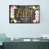 Vijftig en Fabulous Elegant Floral Birthday Spandoek (Beurs)