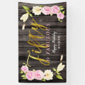 Vijftig en Fabulous Elegant Floral Birthday Spandoek (Verticaal)