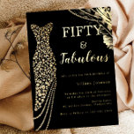 Vijftig en Fabulous Elegant Gold Dress 50th Birthd Folie Uitnodiging<br><div class="desc">50 & Fabulous  Dress Gold 50e verjaardag Folie Uitnodiging Bekijk andere uitnodigingen in onze niche- en nestwinkel</div>