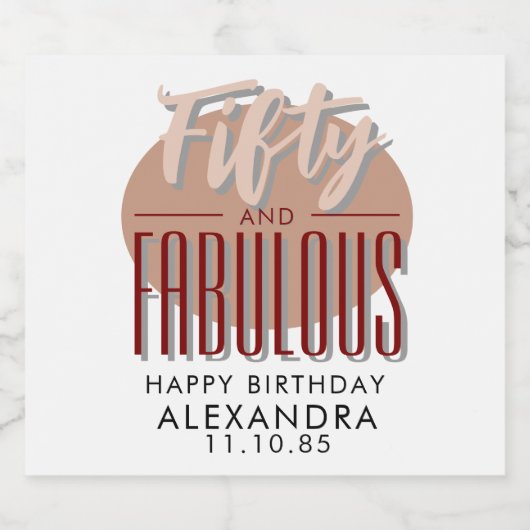 Vijftig en Fabulous Elegant Verjaardagsfeest Sparkling Wijnetiket (Enkel label)