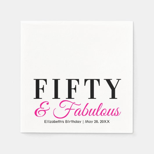 Vijftig en Fabulous Fancy Heet Roze 50ste Verjaard Servetten (Voorkant)