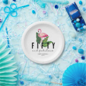 Vijftig en Fabulous Flamingo 50th Birthday Party Papieren Bordje (Feest)