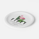 Vijftig en Fabulous Flamingo 50th Birthday Party Papieren Bordje (Gekanteld)