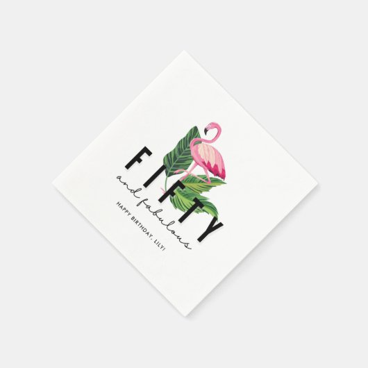 Vijftig en Fabulous Flamingo 50th Birthday Party Servet (Hoek)