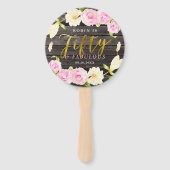 Vijftig en Fabulous Floral 50ste verjaardag Handwaaier (Voorkant)