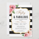 Vijftig en Fabulous Floral 50ste verjaardag van de Kaart (Voorkant)