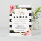 Vijftig en Fabulous Floral 50ste verjaardag van de Kaart (Staand voorkant)