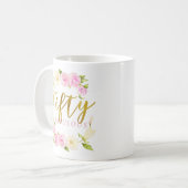 Vijftig en Fabulous Floral Gold Pink Koffiemok (Voorkant links)