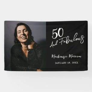 Vijftig en Fabulous Foto 50ste Verjaardagsfeestje Spandoek