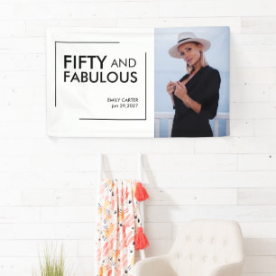 Vijftig en Fabulous Foto 50ste Verjaardagsfeestje  Spandoek
