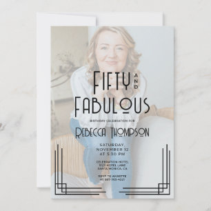 Vijftig en Fabulous Foto Art Deco 50ste Verjaardag Kaart