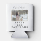 Vijftig en Fabulous Foto Moderne Verjaardag Blikjeskoeler (Achterkant)