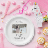 Vijftig en Fabulous Foto Moderne Verjaardag Papieren Bordje (Feest)