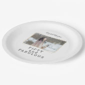 Vijftig en Fabulous Foto Moderne Verjaardag Papieren Bordje (Gekanteld)