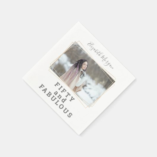 Vijftig en Fabulous Foto Moderne Verjaardag Servet (Hoek)