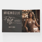 Vijftig en Fabulous Glamoureuze Verjaardagsfeestje Spandoek (Horizontaal)