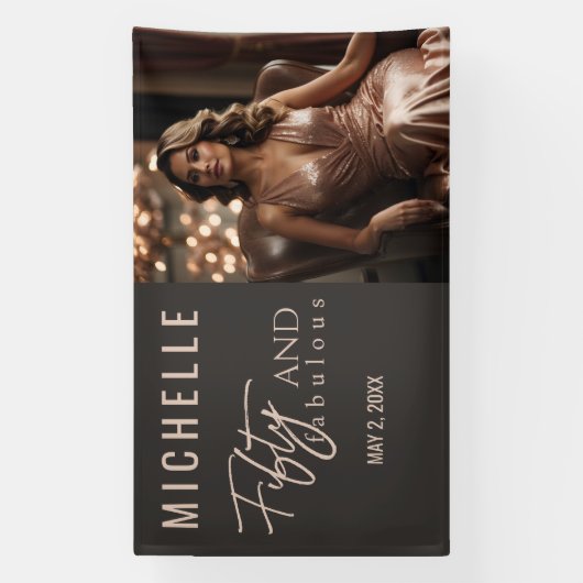 Vijftig en Fabulous Glamoureuze Verjaardagsfeestje Spandoek (Verticaal)