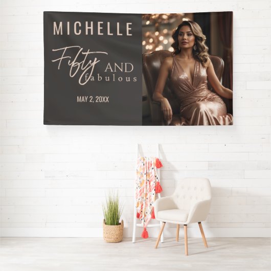 Vijftig en Fabulous Glamoureuze Verjaardagsfeestje Spandoek (Insitu)