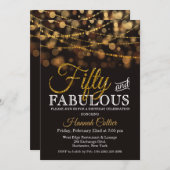 Vijftig en Fabulous Glitter Verjaardag Uitnodiging (Voorkant / Achterkant)