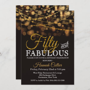 Vijftig en Fabulous Glitter Verjaardag Uitnodiging
