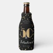 Vijftig en Fabulous Gold 50e verjaardag Flesjeskoeler (Fles Voorkant)