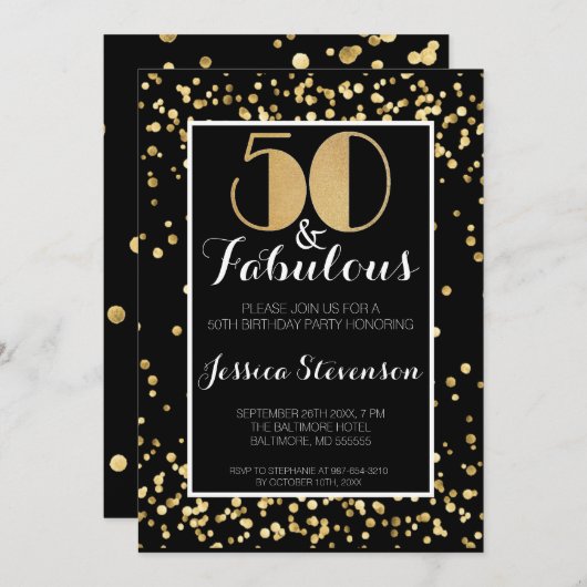 Vijftig en Fabulous Gold 50e verjaardag Kaart (Voorkant / Achterkant)