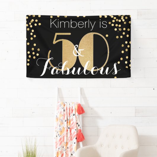 Vijftig en Fabulous Gold 50e verjaardag Spandoek (Insitu)