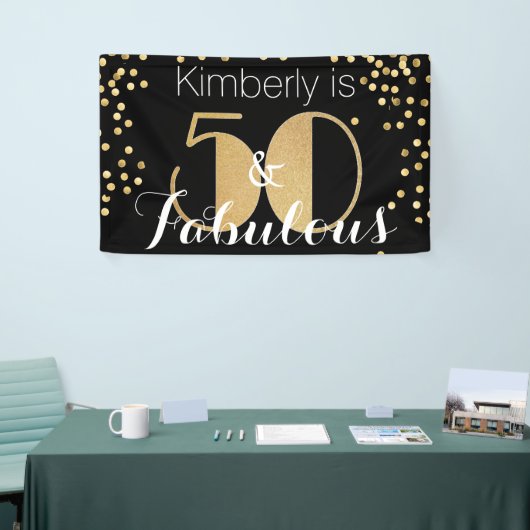 Vijftig en Fabulous Gold 50e verjaardag Spandoek (Beurs)