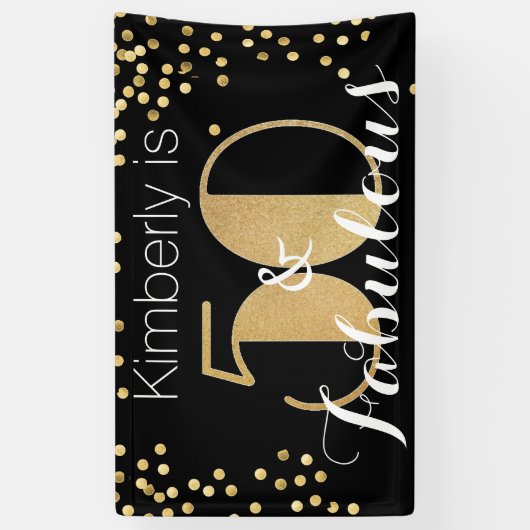 Vijftig en Fabulous Gold 50e verjaardag Spandoek (Verticaal)